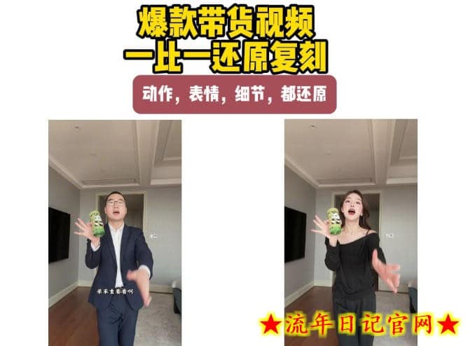 AI带货视频复刻，一比一还原加二创，动作，表情，细节，都还原，新手也能直接套用-流年日记