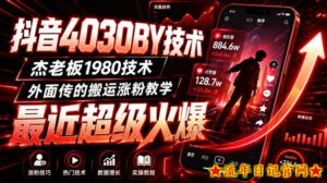 抖音4030搬运技术，杰老板1980技术，外面传的搬运涨粉教学，最近超级火爆！-流年日记