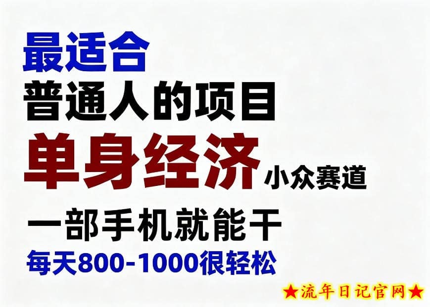 身经济小众赛道,一部手机就能干,每天搞个800-1000很轻松,最适合普通人的项目【揭秘】-流年日记