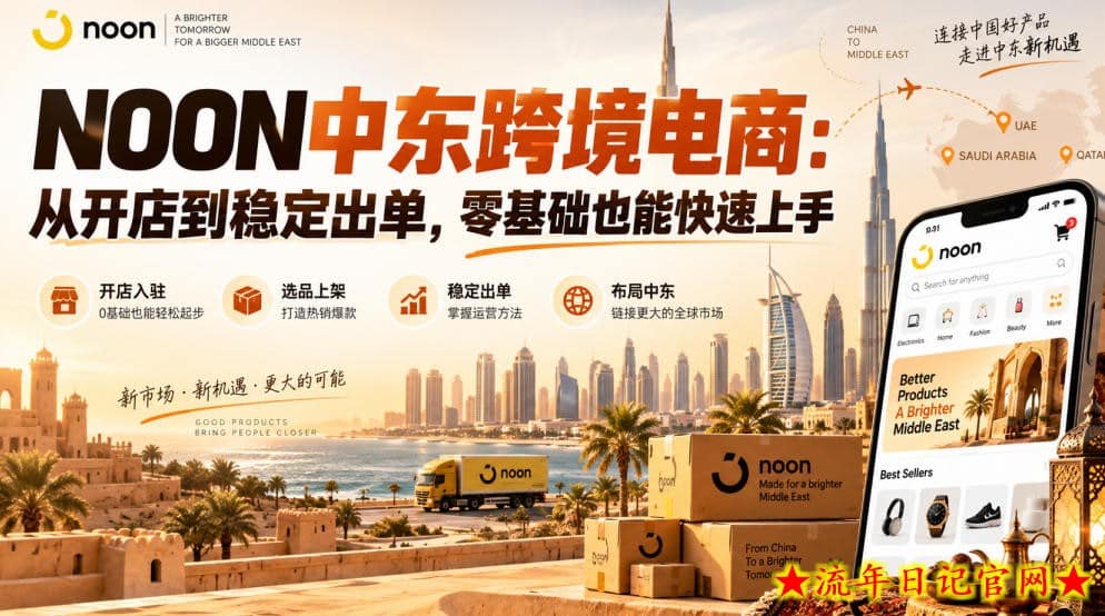 NOON中东跨境电商：从开店到稳定出单，零基础也能快速上手（更新2026）