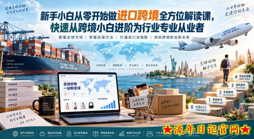 新手小白从零开始做进口跨境全方位解读课,快速从跨境小白进阶为行业专业从业者-流年日记
