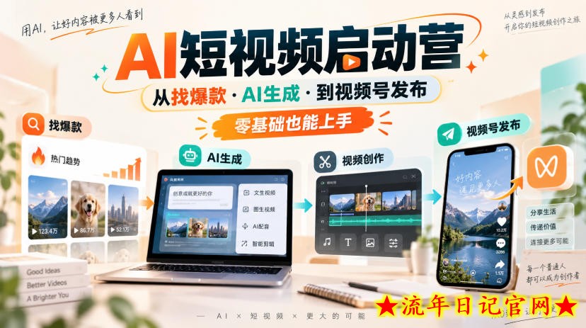 AI短视频启动营，从找爆款·AI生成·到视频号发布，零基础也能上手