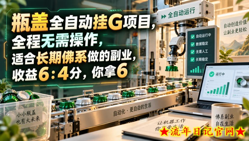 瓶盖全自动挂G项目，全程无需操作，适合长期佛系做的副业，收益6：4分，你拿6【揭秘】