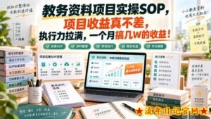 教务资料项目实操SOP，项目收益真不差，执行力拉满，一个月搞几W的收益-流年日记