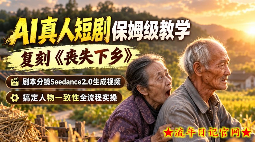 AI真人短剧保姆级教学，复刻《丧失下乡》，剧本分镜Seedance2.0生成视频，搞定人物一致性全流程实操-流年日记