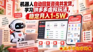 机器人自动回复咨询并发货,学习拼多多虚拟玩法,稳定月入1-5W【揭秘】-流年日记