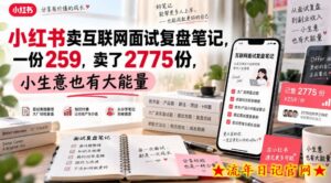 小红书卖互联网面试复盘笔记,一份259,卖了2775份,小生意也有大能量-流年日记