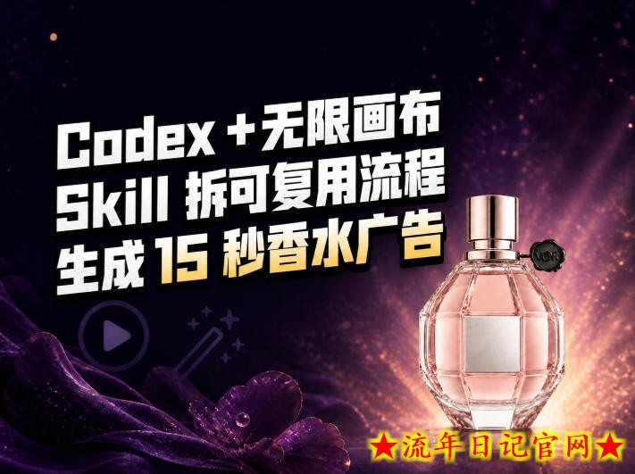 我把Amazon香水视频拆成Codex Skill：无限画布负责最后15秒-流年日记