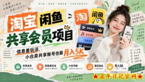 淘宝闲鱼共享会员项目,信息差玩法,小白卖共享账号也能月入5K-流年日记