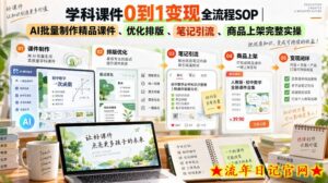 学科课件0到1变现全流程SOP｜AI批量制作精品课件、优化排版、笔记引流、商品上架完整实操​-流年日记