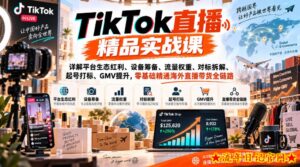 TikTok直播精品实战课，详解平台生态红利、设备筹备、流量权重、对标拆解、起号打标、GMV提升，零基础精通海外直播带货全链路-流年日记