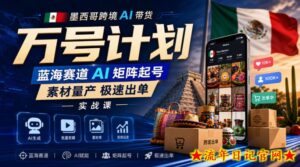 墨西哥跨境AI带货万号计划，蓝海赛道AI矩阵起号，素材量产极速出单实战课-流年日记