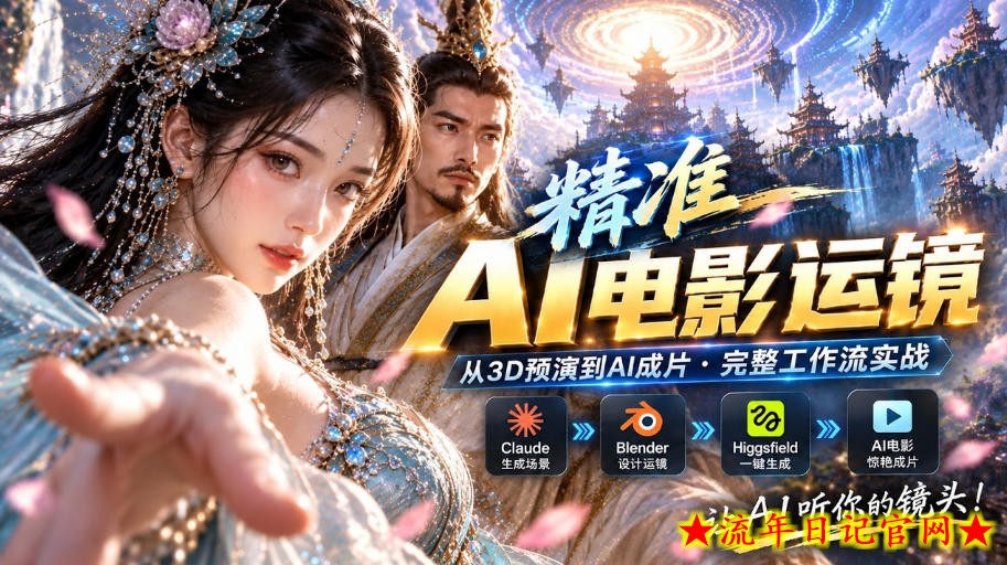AI视频终于能精准运镜了！Claude+Blender+Higgsfield免费插件实测-流年日记