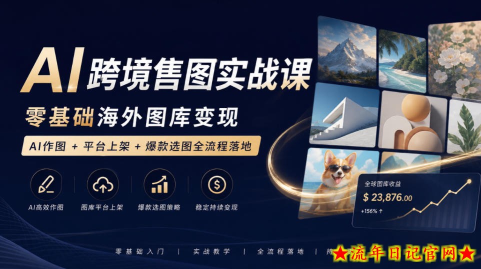 AI跨境售图实战课，零基础海外图库变现，AI作图+平台上架+爆款选图全流程落地-流年日记