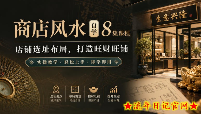 商店风水自学8集课程｜店铺选址布局，打造旺财旺铺实操教学-流年日记