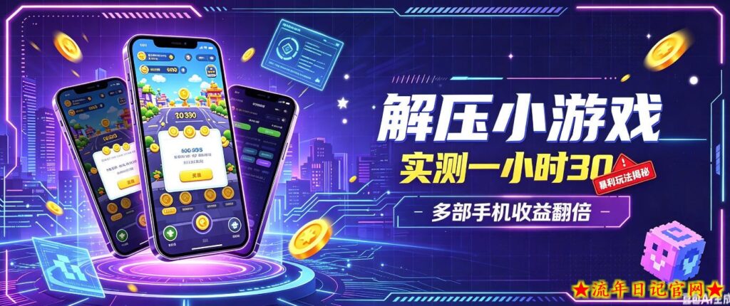 小游戏全流程玩法，实测一小时搞30，简单无脑解压，当天做当天就能看到进账，直接冲就行【揭秘】-流年日记