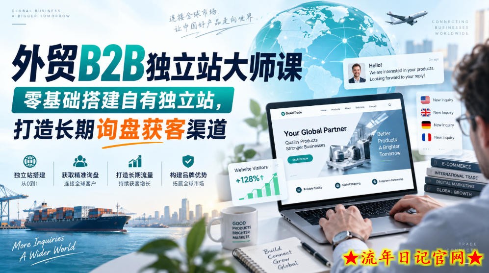 外贸B2B独立站大师课，零基础搭建自有独立站，打造长期询盘获客渠道-流年日记