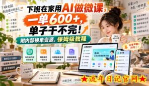 下班在家用AI做微课，一单600+，单子干不完！附内部接单资源，保姆级教程【揭秘】-流年日记