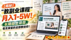 【揭秘】“教副业课程”月入1-5W！长期稳定项目，毫无保留的全部教给你！-流年日记