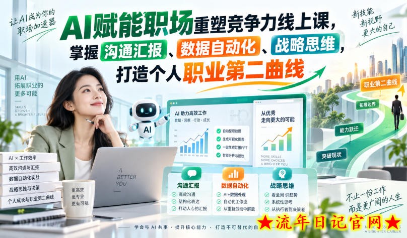 AI赋能职场重塑竞争力线上课，掌握沟通汇报、数据自动化、战略思维，打造个人职业第二曲线-流年日记