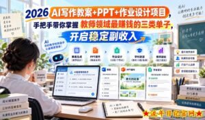 2026 AI写作教案+PPT+作业设计项目,手把手带你掌握教师领域最賺钱的三类单子,开启稳定副收入-流年日记