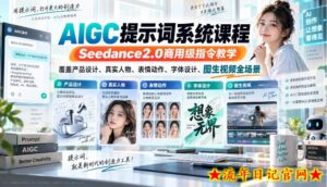 AIGC提示词系统课程，Seedance2.0商用级指令教学，覆盖产品设计、真实人物、表情动作、字体设计、图生视频全场景-流年日记