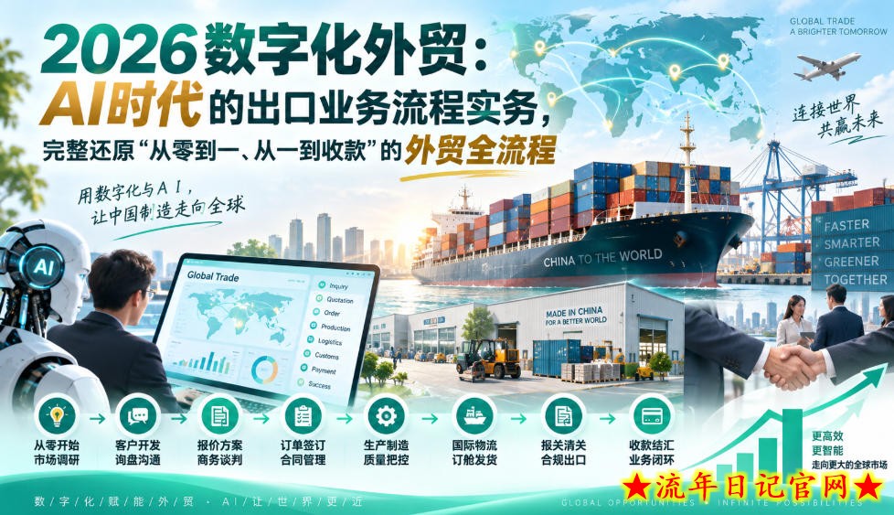 2026数字化外贸：AI时代的出口业务流程实务，完整还原”从零到一、从一到收款”的外贸全流程-流年日记