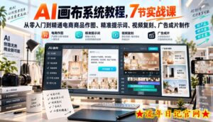 AI画布系统教程,7节实战课从零入门到精通电商商品作图、精准提示词、视频复刻、广告成片制作-流年日记