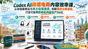Codex AI跨境电商内容效率课，从零搭建商品与本土化信息库，拆解爆款出单逻辑，打造可复用自动化内容生产Skill-流年日记