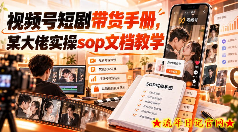 视频号短剧带货手册，某大佬实操sop文档教学-流年日记