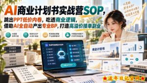 【无水印】AI商业计划书实战营SOP，跳出PPT低价内卷，吃透商业逻辑，借助AI全自动产出专业BP，打造高溢价接单副业-流年日记