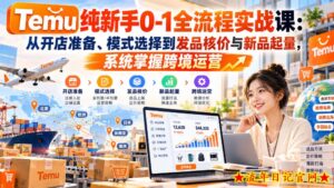 【无水印】Temu纯新手0-1全流程实战课：从开店准备、模式选择到发品核价与新品起量，系统掌握跨境运营-流年日记