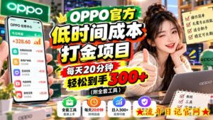 OPPO官方低时间成本打金项目，每天20分钟，轻松到手300+（附全套工具）【揭秘】-流年日记