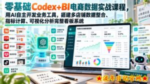 零基础Codex+BI电商数据实战课程，用AI自主开发业务工具，搭建多店铺数据整合、指标计算、可视化分析完整看板系统-流年日记