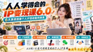 人人学得会的IP变现课6.0,6大系统搭建个人IP自动盈利体系,赛道定位、产品矩阵、短视频直播、私域裂变招商全流程-流年日记