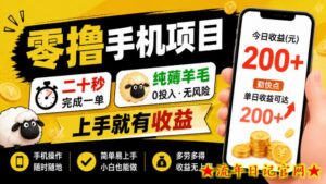 零撸手机项目,二十秒完成一单,纯薅羊毛,上手就有收益,勤快点单日收益可达200+【揭秘】-流年日记