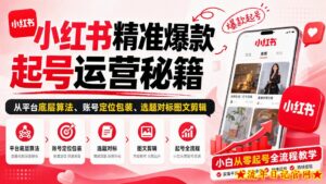 小红书精准爆款起号运营秘籍,从平台底层算法、账号定位包装、选题对标图文剪辑,小白从零起号全流程-流年日记