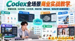 【无水印】Codex全场景商业实战教学，掌握知识库、Skill开发、CAD任务、网站开发、视频生成、电商运营与直播管理等-流年日记