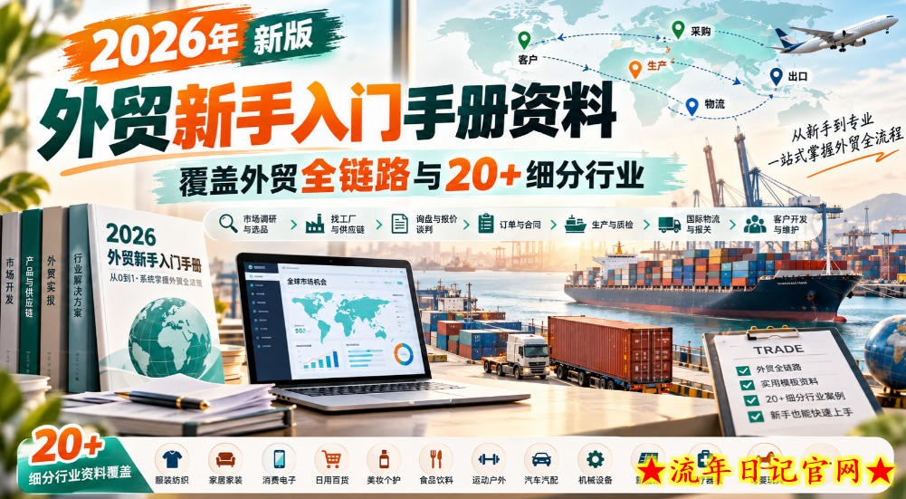 2026年新版外贸新手入门手册资料,覆盖外贸全链路与20+细分行业-流年日记