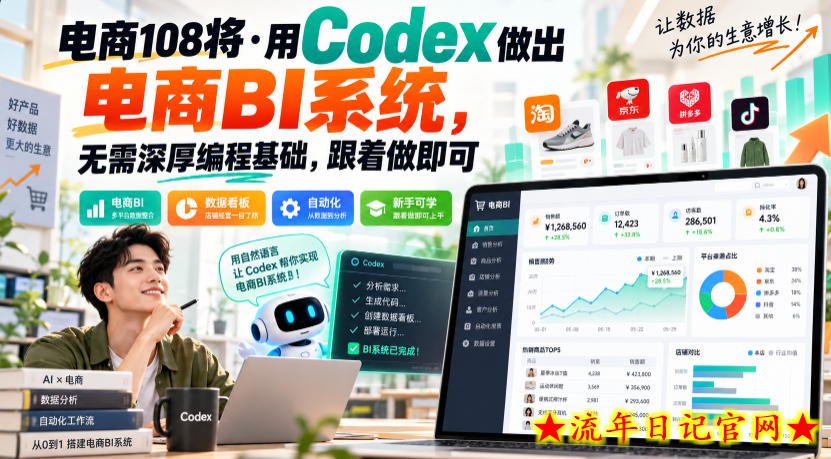 电商108将·用Codex做出电商BI系统,无需深厚编程基础,跟着做即可-流年日记