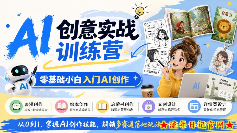 AI创意实战训练营，零基础小白入门AI创作，解锁条漫、绘本、启蒙书、文创、详情页多赛道落地玩法-流年日记