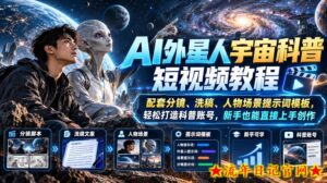 AI外星人宇宙科普短视频教程，配套分镜、洗稿、人物场景提示词模板，轻松打造科普账号，新手也能直接上手创作-流年日记