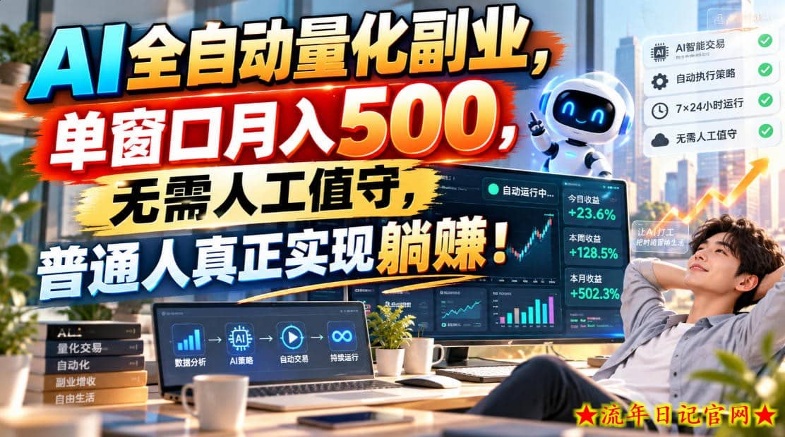 AI全自动量化副业，单窗口月入500，无需人工值守，普通人真正实现躺賺！【揭秘】