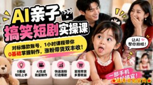 AI亲子搞笑短剧实操课，对标爆款账号，1小时课程带你0基础掌握制作，涨粉带货双丰收-流年日记