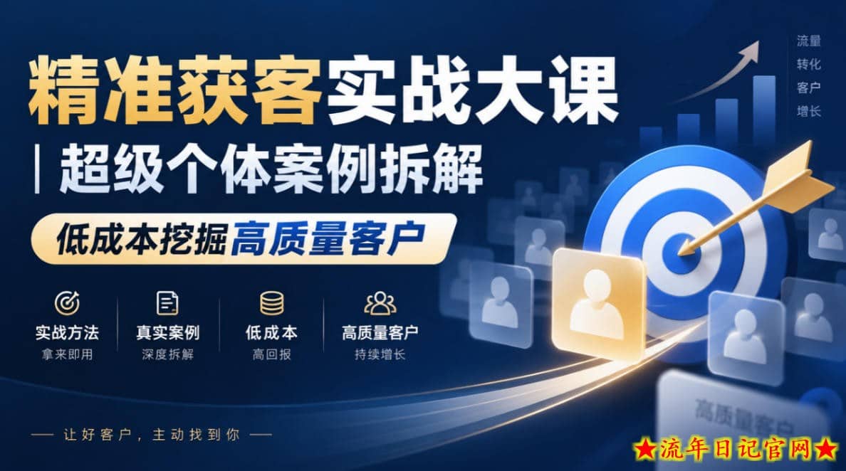 精准获客实战大课｜超级个体案例拆解，低成本挖掘高质量客户