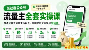 某社群公众号流量主全套实操课，零基础也能跟着一步步上手，打通公众号流量主从起号、写图文到变现提现全链路-流年日记