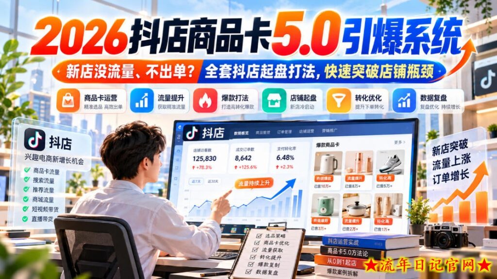 2026抖店商品卡5.0引爆店铺流量,新店没流量、不出单?全套抖店起盘打法,快速突破店铺瓶颈-流年日记