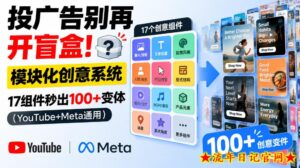 投广告别再开盲盒！模块化创意系统，17组件秒出100+变体（YouTube+Meta通用）【原创双语字幕】-流年日记