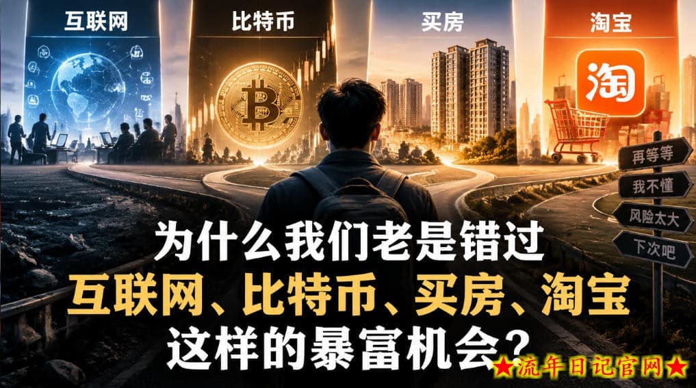 某社群付费文章：为什么我们老是错过互联网、比特币、买房、淘宝这样的暴富机会？-流年日记