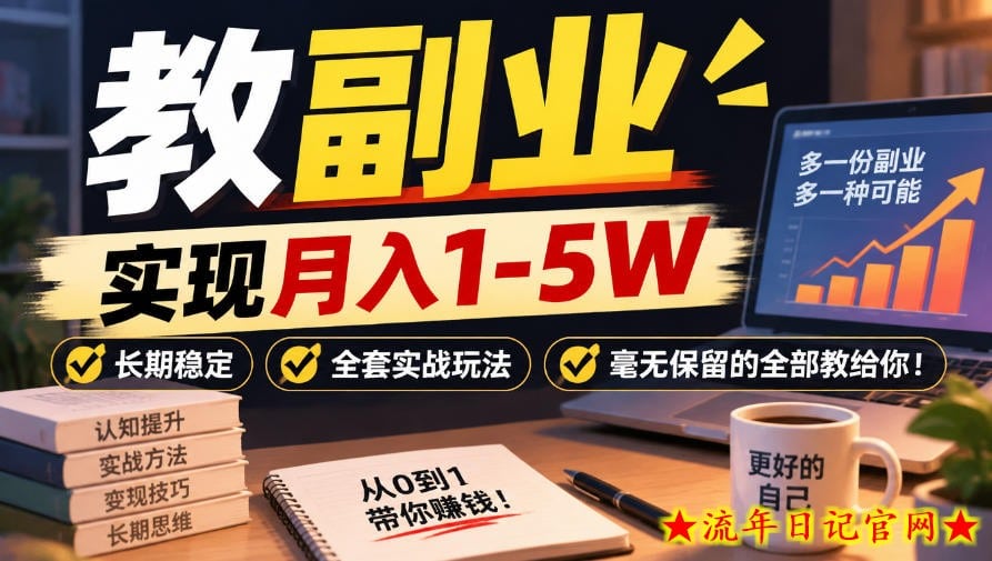 “教副业”实现月入1-5W,长期稳定,全套实战玩法毫无保留的全部教给你!【揭秘】-流年日记